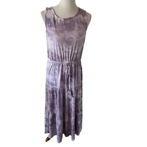 Knox Rose Womens Maxi Dress Sz L Tie Dye Boho Hippie Chic Tiered  Tassles Tie